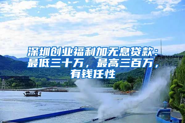 深圳創(chuàng)業(yè)福利加無息貸款：最低三十萬，最高三百萬，有錢任性