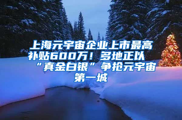 上海元宇宙企業(yè)上市最高補貼600萬！多地正以“真金白銀”爭搶元宇宙第一城