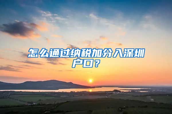 怎么通過納稅加分入深圳戶口？