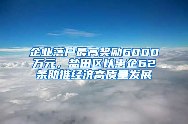 企業(yè)落戶最高獎勵6000萬元，鹽田區(qū)以惠企62條助推經(jīng)濟(jì)高質(zhì)量發(fā)展