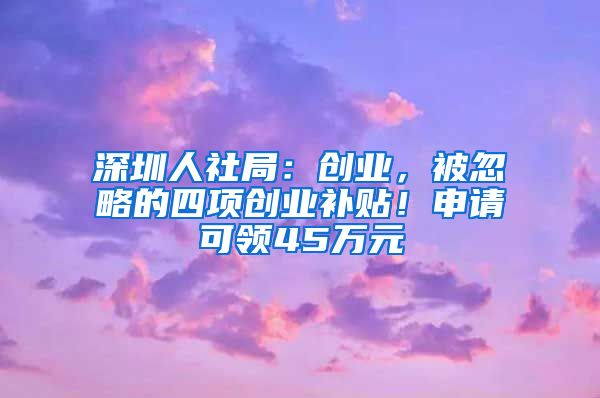 深圳人社局：創(chuàng)業(yè)，被忽略的四項(xiàng)創(chuàng)業(yè)補(bǔ)貼！申請(qǐng)可領(lǐng)45萬(wàn)元