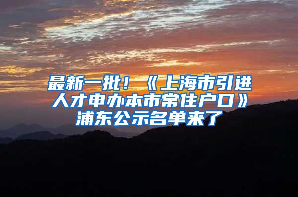 最新一批！《上海市引進(jìn)人才申辦本市常住戶口》浦東公示名單來了