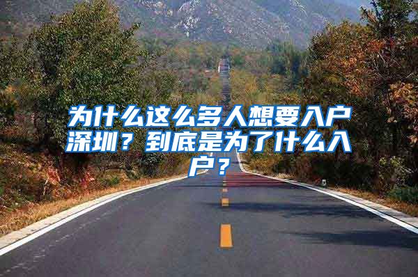 為什么這么多人想要入戶深圳？到底是為了什么入戶？