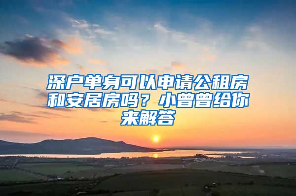 深戶單身可以申請公租房和安居房嗎？小曾曾給你來解答