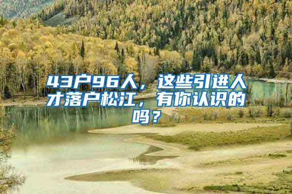 43戶96人，這些引進(jìn)人才落戶松江，有你認(rèn)識的嗎？