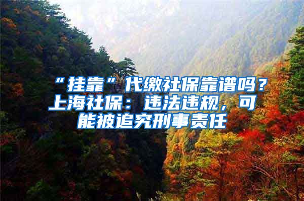 “掛靠”代繳社?？孔V嗎？上海社保：違法違規(guī)，可能被追究刑事責(zé)任