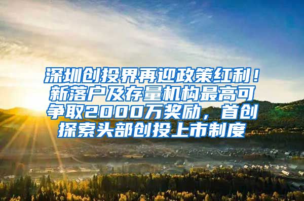 深圳創(chuàng)投界再迎政策紅利！新落戶及存量機構(gòu)最高可爭取2000萬獎勵，首創(chuàng)探索頭部創(chuàng)投上市制度