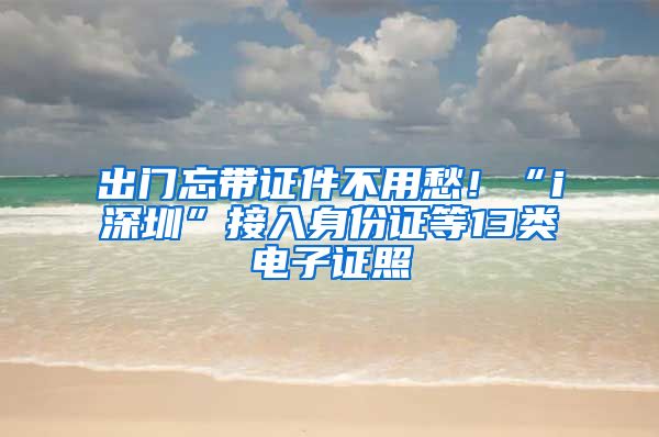 出門忘帶證件不用愁！“i深圳”接入身份證等13類電子證照