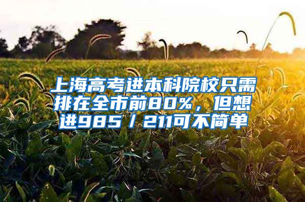 上海高考進(jìn)本科院校只需排在全市前80%，但想進(jìn)985／211可不簡單