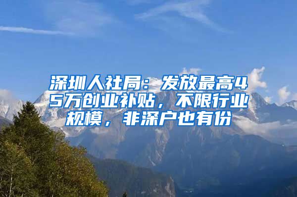 深圳人社局：發(fā)放最高45萬創(chuàng)業(yè)補(bǔ)貼，不限行業(yè)規(guī)模，非深戶也有份