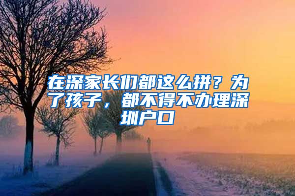 在深家長(zhǎng)們都這么拼？為了孩子，都不得不辦理深圳戶口