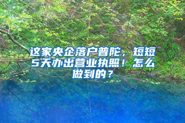 這家央企落戶普陀，短短5天辦出營業(yè)執(zhí)照！怎么做到的？