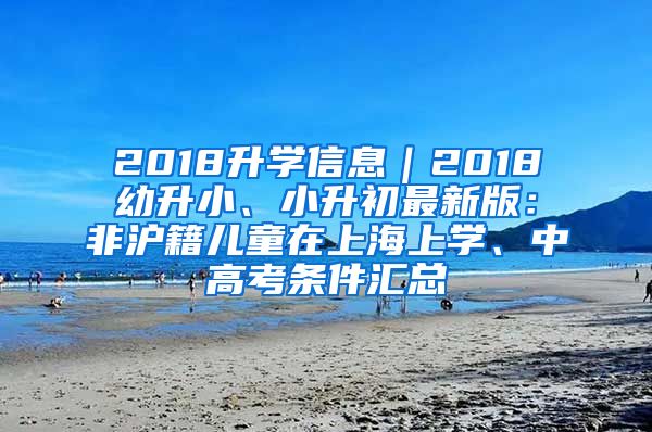 2018升學(xué)信息｜2018幼升小、小升初最新版：非滬籍兒童在上海上學(xué)、中高考條件匯總