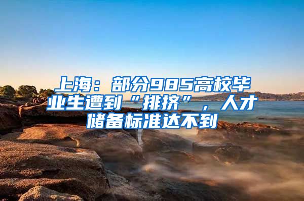 上海：部分985高校畢業(yè)生遭到“排擠”，人才儲備標準達不到