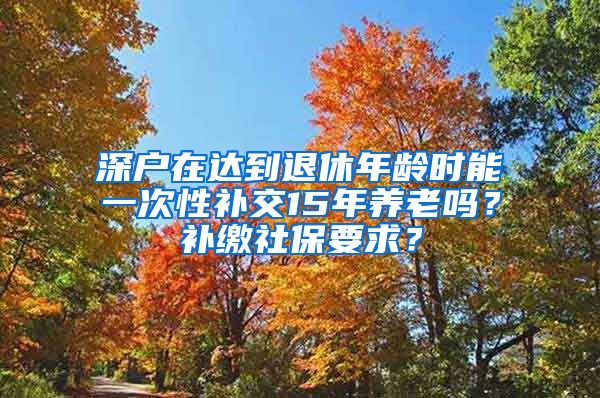 深戶在達到退休年齡時能一次性補交15年養(yǎng)老嗎？補繳社保要求？