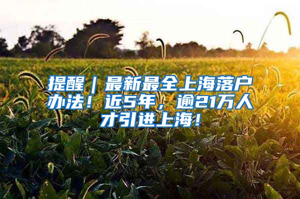 提醒｜最新最全上海落戶辦法！近5年，逾21萬人才引進(jìn)上海！