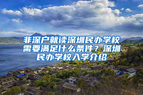 非深戶就讀深圳民辦學(xué)校需要滿足什么條件？深圳民辦學(xué)校入學(xué)介紹