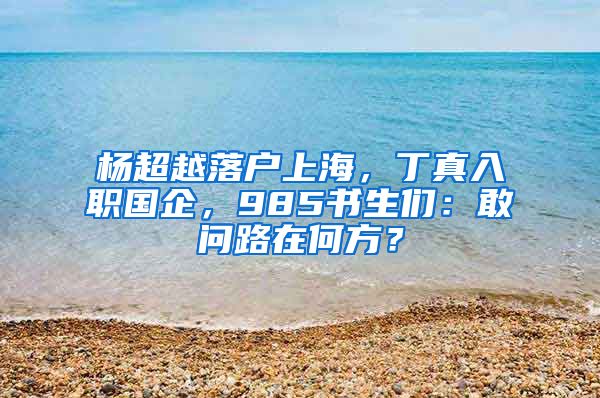 楊超越落戶上海，丁真入職國企，985書生們：敢問路在何方？