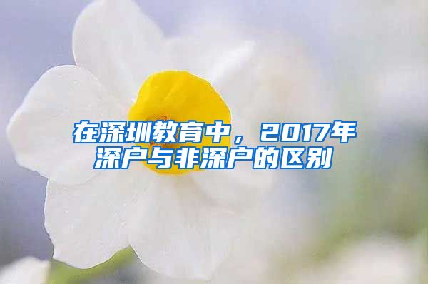 在深圳教育中，2017年深戶與非深戶的區(qū)別