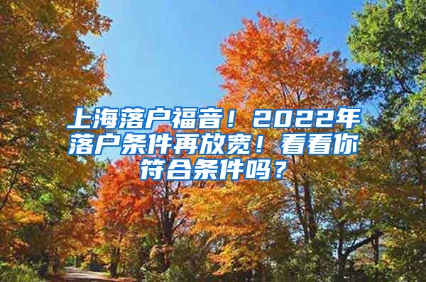 上海落戶福音！2022年落戶條件再放寬！看看你符合條件嗎？