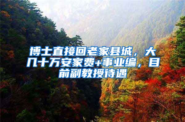 博士直接回老家縣城，大幾十萬安家費(fèi)+事業(yè)編，目前副教授待遇