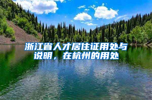 浙江省人才居住證用處與說明，在杭州的用處