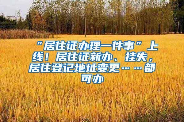 “居住證辦理一件事”上線！居住證新辦、掛失，居住登記地址變更……都可辦